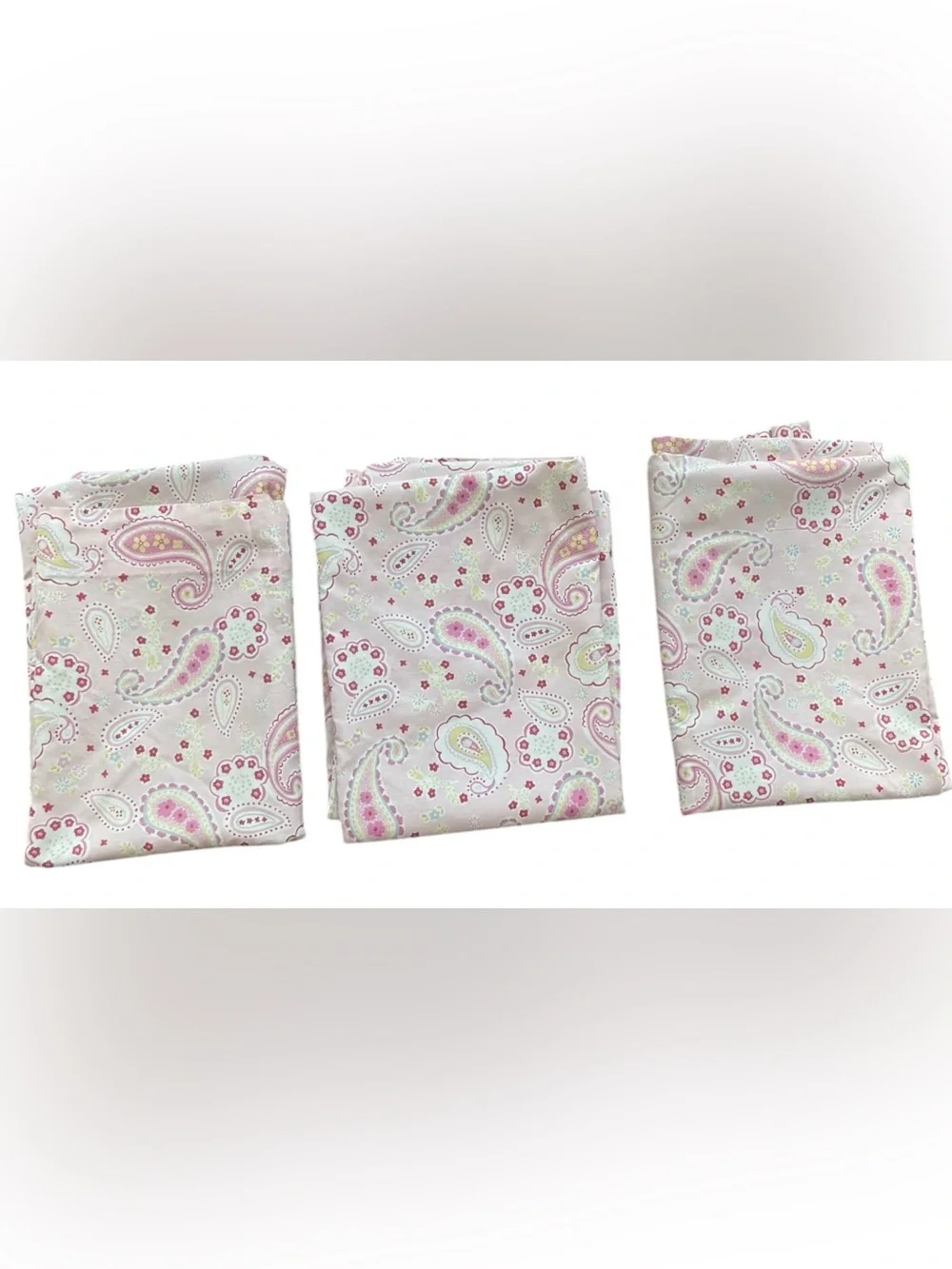 Pottery Barn Kids Girls Pink Paisley Window Curtains SET OF 3. 44 x 63 inches.